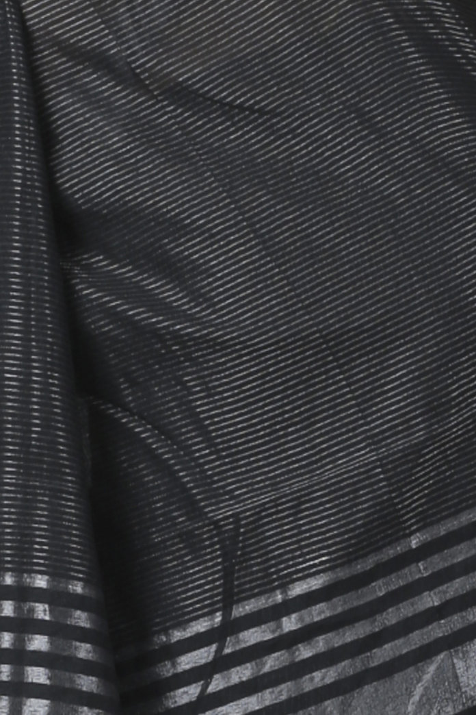 Black Blended Cotton Tama Hand Loom Saree (1204)